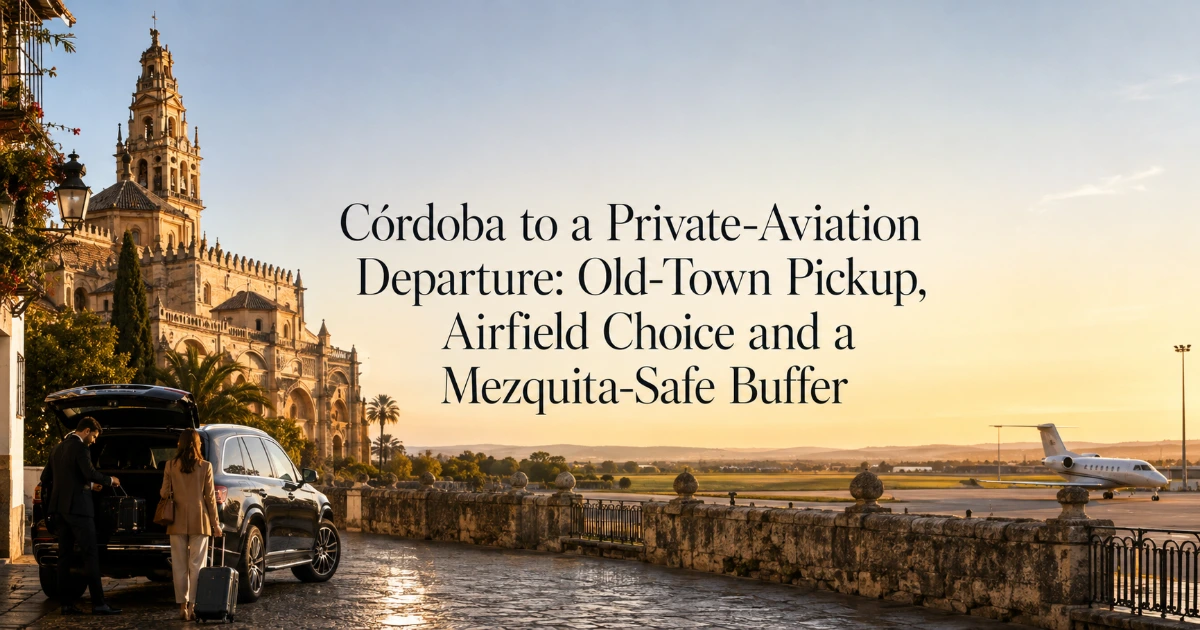 cordoba — Córdoba to a Private-Aviation Departure: Old-Town Pickup, Airfield Choice and a Mezquita-Safe Buffer
