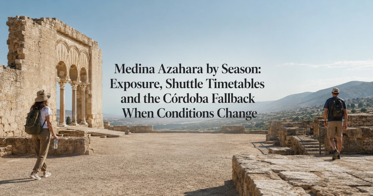 Cordoba — Medina Azahara by Season: Exposure, Shuttle Timetables and the Córdoba Fallback When Conditions Change
