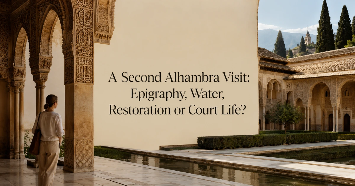 Granada — A Second Alhambra Visit: Epigraphy, Water, Restoration or Court Life?