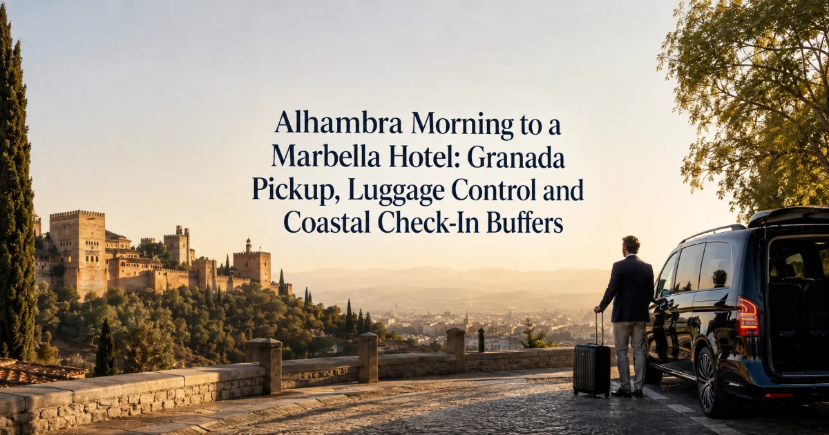 Granada — Alhambra Morning to a Marbella Hotel: Granada Pickup, Luggage Control and Coastal Check-In Buffers