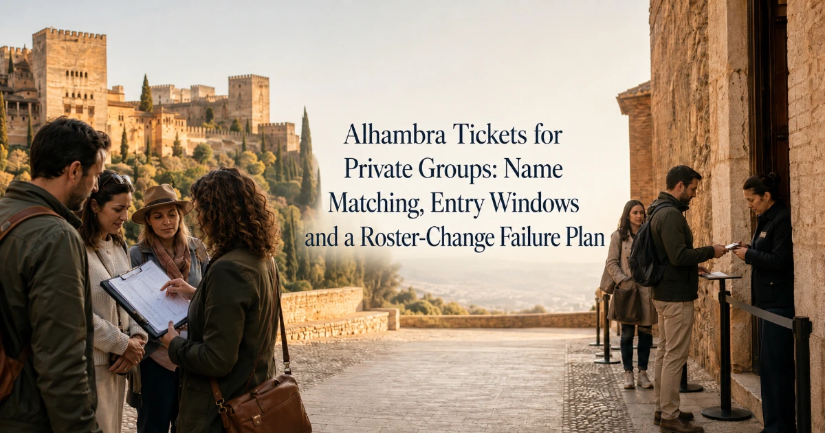 Granada — Alhambra Tickets for Private Groups: Name Matching, Entry Windows and a Roster-Change Failure Plan