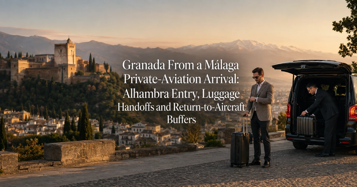 Granada — Granada From a Málaga Private-Aviation Arrival: Alhambra Entry, Luggage Handoffs and Return-to-Aircraft Buffers