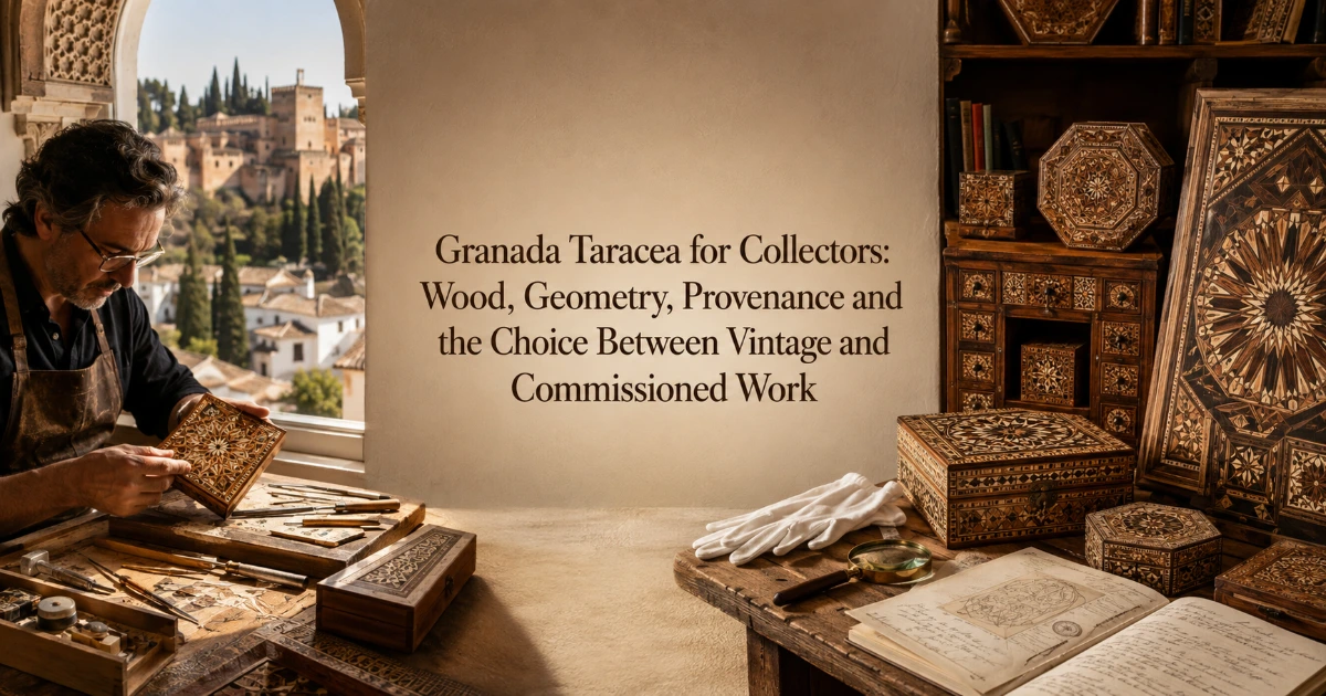 Granada — Granada Taracea for Collectors: Wood, Geometry, Provenance and the Choice Between Vintage and Commissioned Work