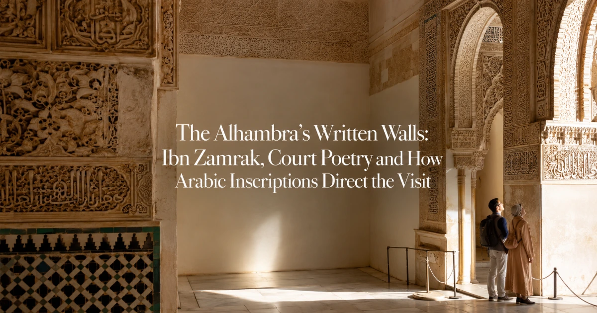 Granada — The Alhambra’s Written Walls: Ibn Zamrak, Court Poetry and How Arabic Inscriptions Direct the Visit