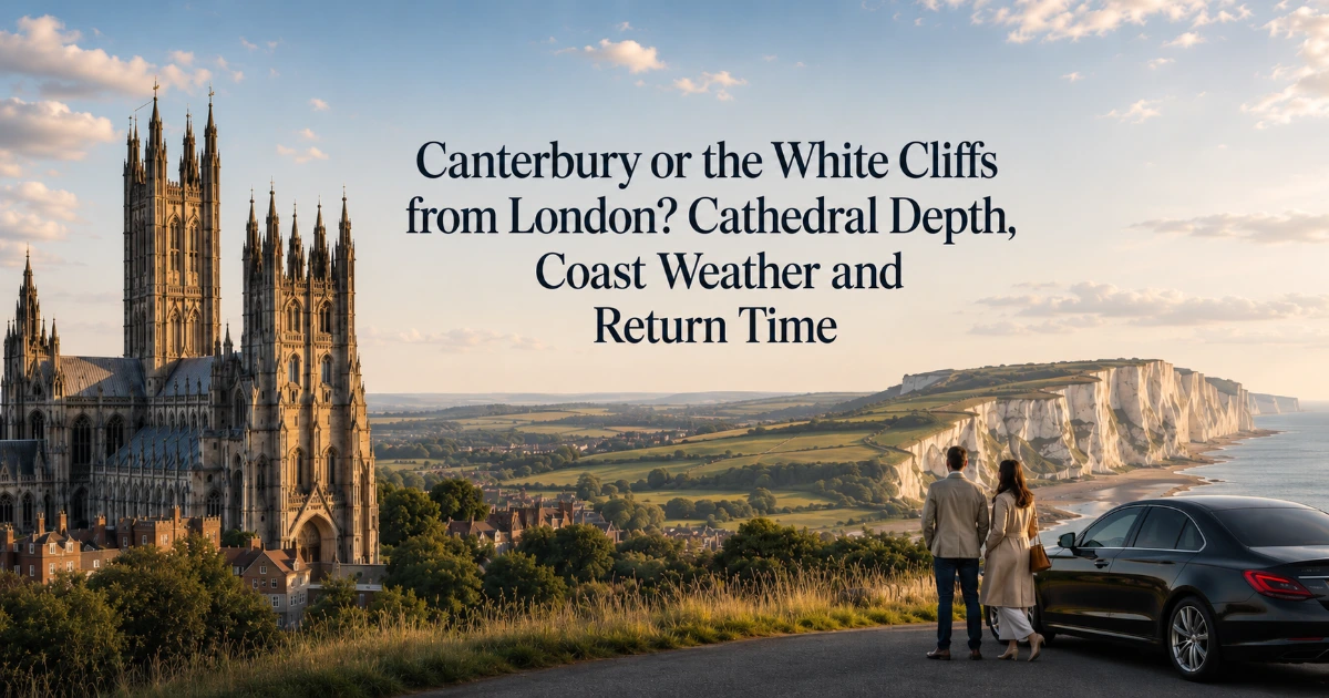 London — Canterbury or the White Cliffs from London? Cathedral Depth, Coast Weather and Return Time
