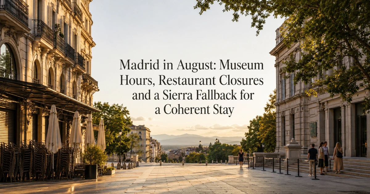 Madrid — Madrid in August: Museum Hours, Restaurant Closures and a Sierra Fallback for a Coherent Stay