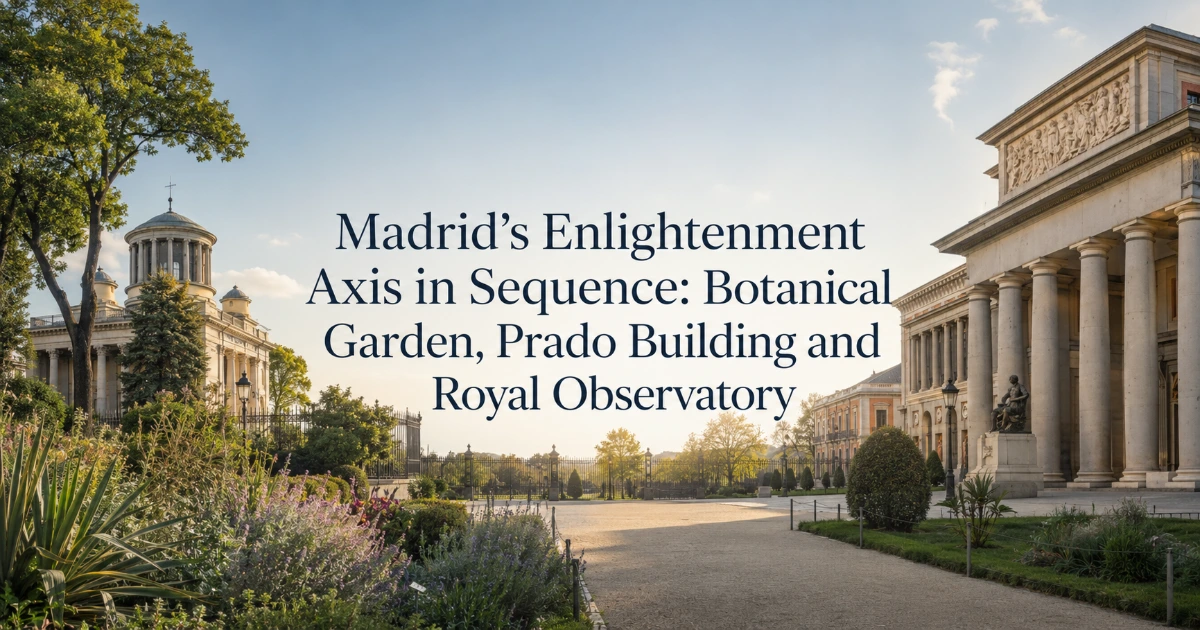 madrid — Madrid’s Enlightenment Axis in Sequence: Botanical Garden, Prado Building and Royal Observatory
