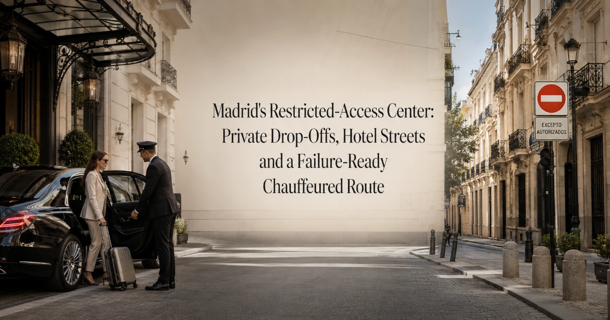 madrid — Madrid's Restricted-Access Center: Private Drop-Offs, Hotel Streets and a Failure-Ready Chauffeured Route