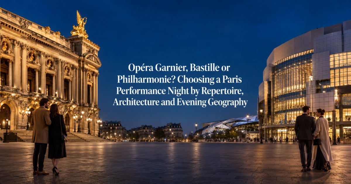 Paris — Opéra Garnier, Bastille or Philharmonie? Choosing a Paris Performance Night by Repertoire, Architecture and Evening Geography