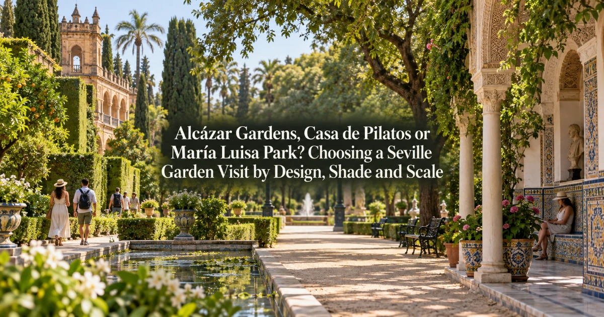 Seville — Alcázar Gardens, Casa de Pilatos or María Luisa Park? Choosing a Seville Garden Visit by Design, Shade and Scale
