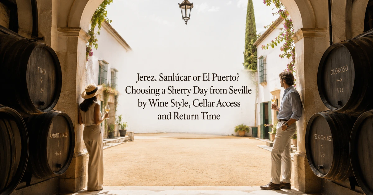 Seville — Jerez, Sanlúcar or El Puerto? Choosing a Sherry Day from Seville by Wine Style, Cellar Access and Return Time