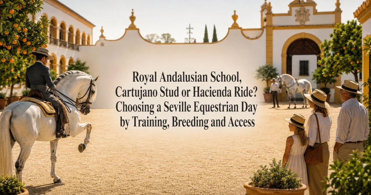 seville — Royal Andalusian School, Cartujano Stud or Hacienda Ride? Choosing a Seville Equestrian Day by Training, Breeding and Access