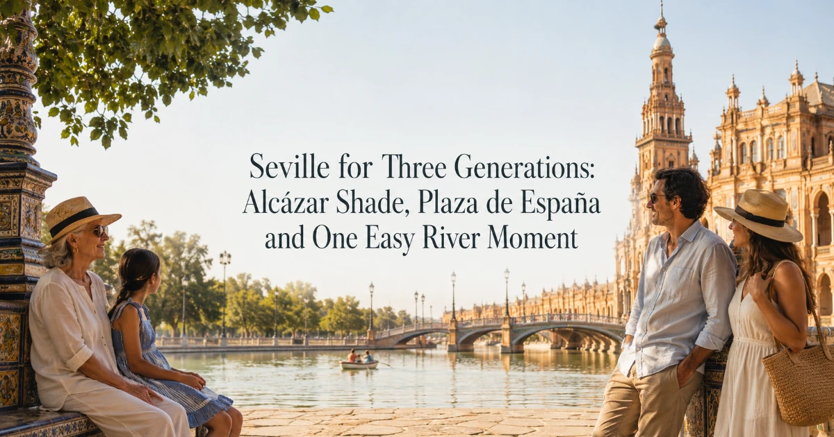 seville — Seville for Three Generations: Alcázar Shade, Plaza de España and One Easy River Moment