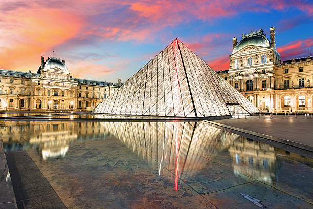 Louvre pyramid sunset 3